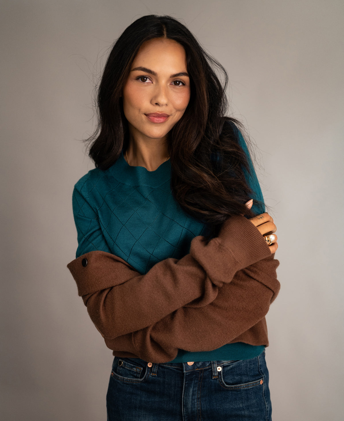 Argyle Merino Sweater LA CAPUCINE Dark Teal