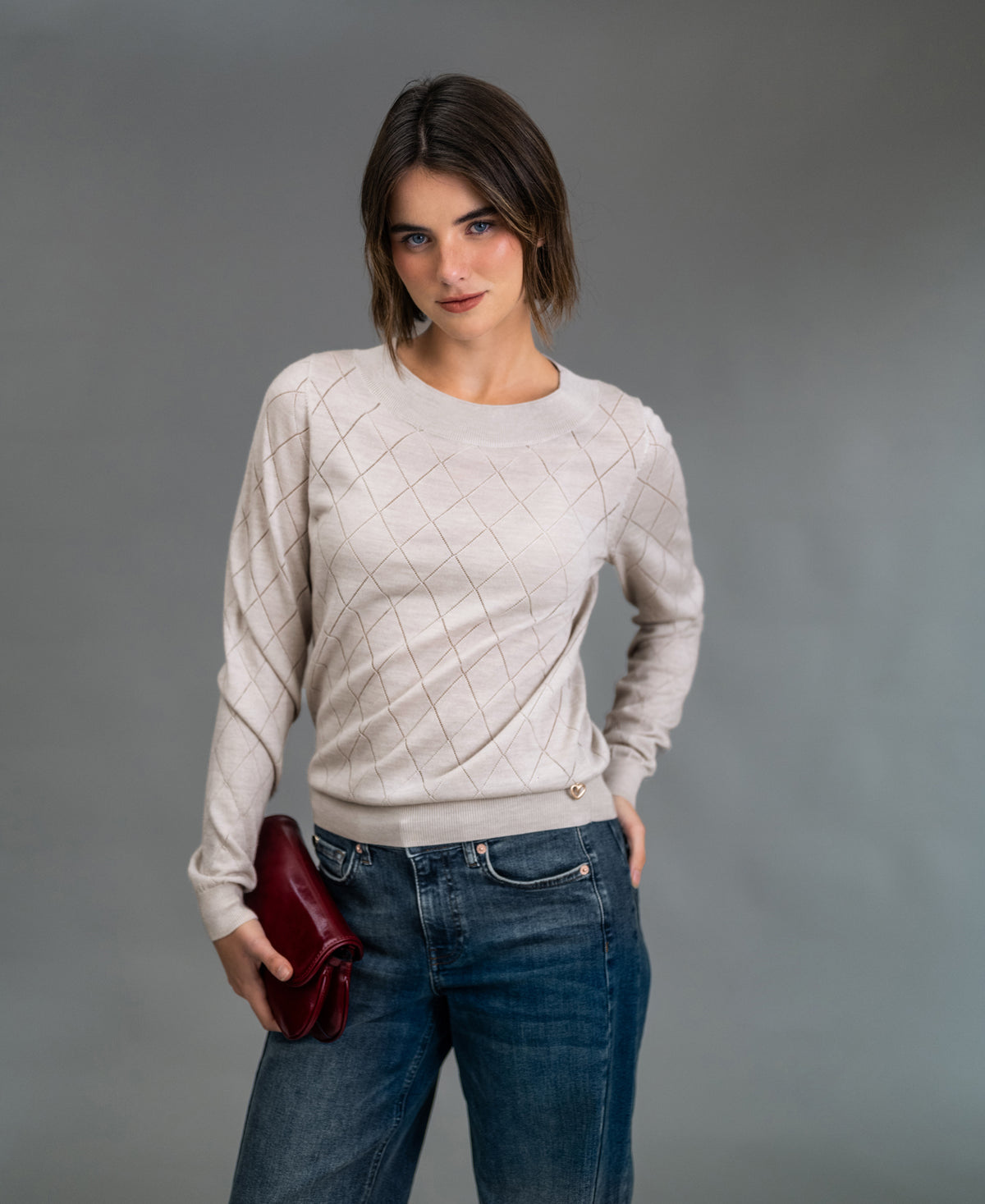 Argyle merinotrui LA CAPUCINE Beige