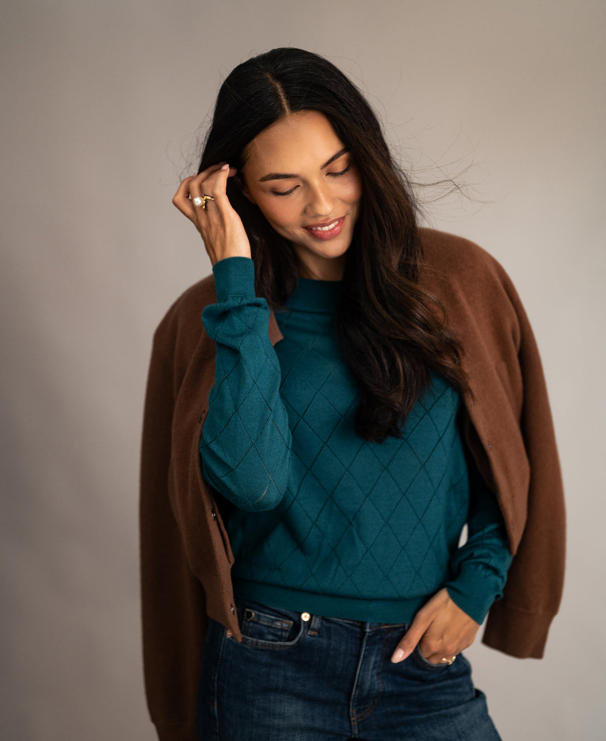 Argyle merinotrui LA CAPUCINE Dark Teal