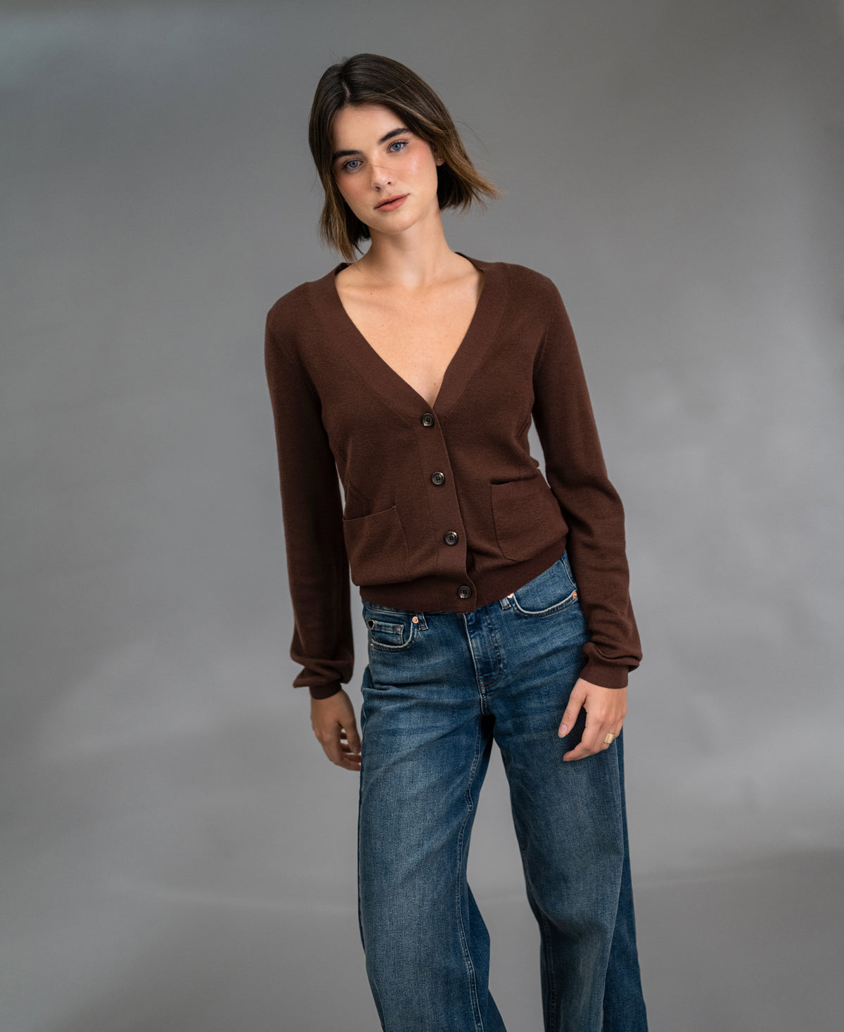 Merino-Strickjacke LA DONNA Kakao