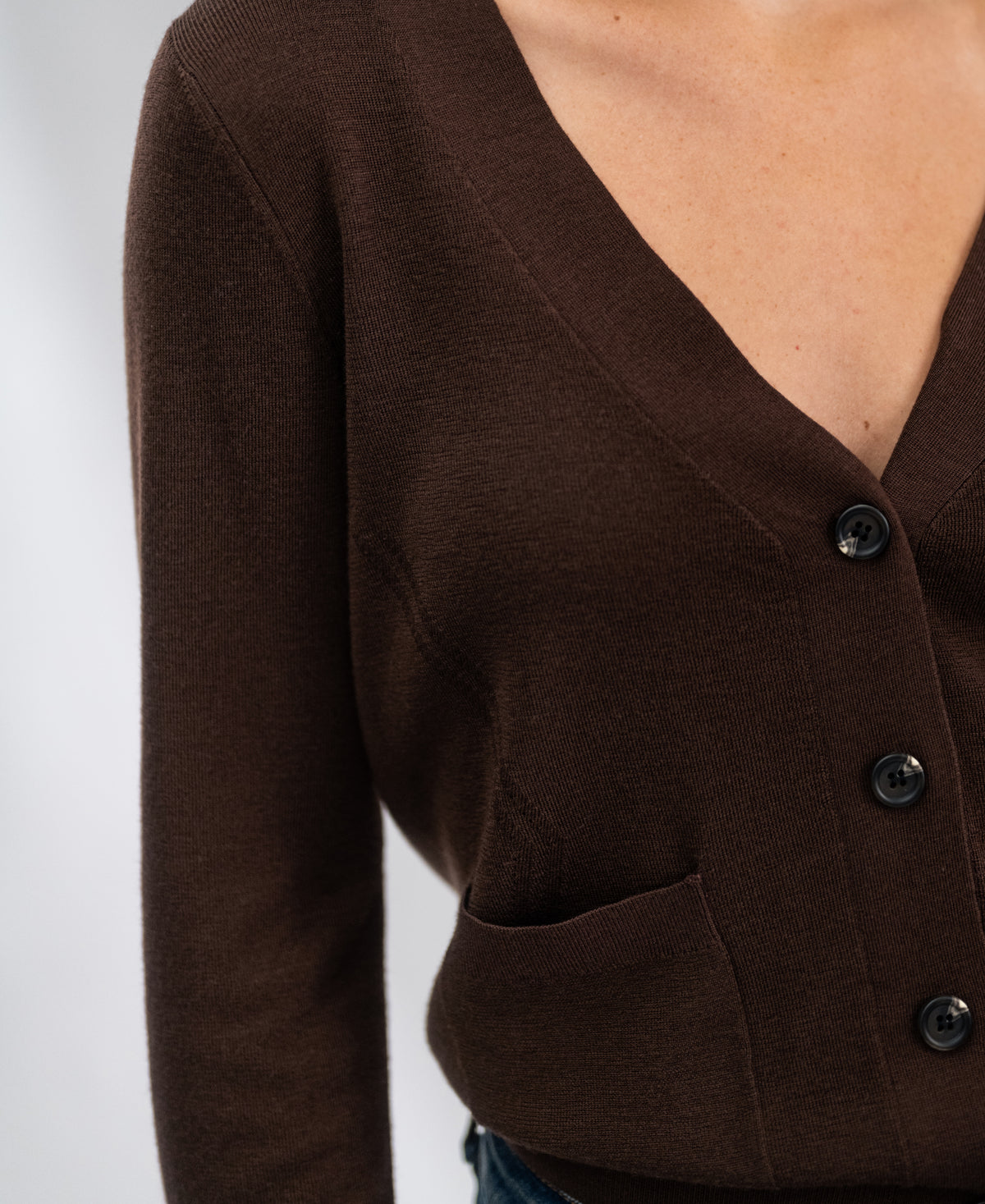 Merino-Strickjacke LA DONNA Kakao