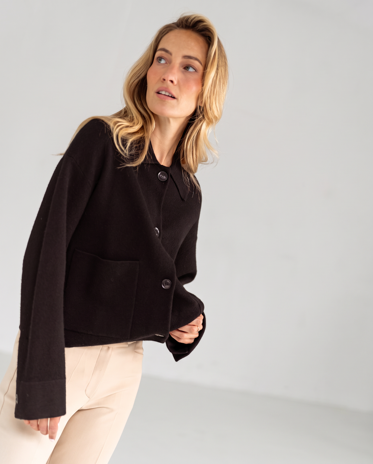 Marino wool Jacket LA FAYE Pure Cocoa