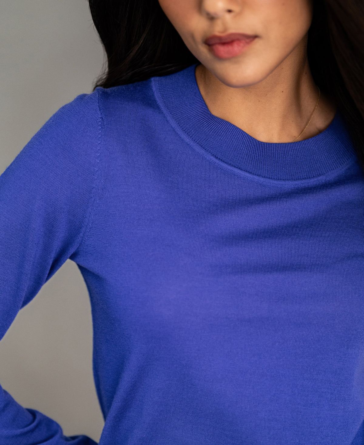 Merino trui LA GIGI Blue Iris