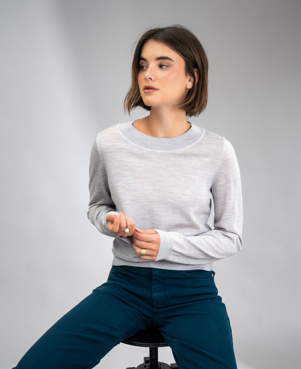 Merino trui LA GIGI Lichtgrijs Melange