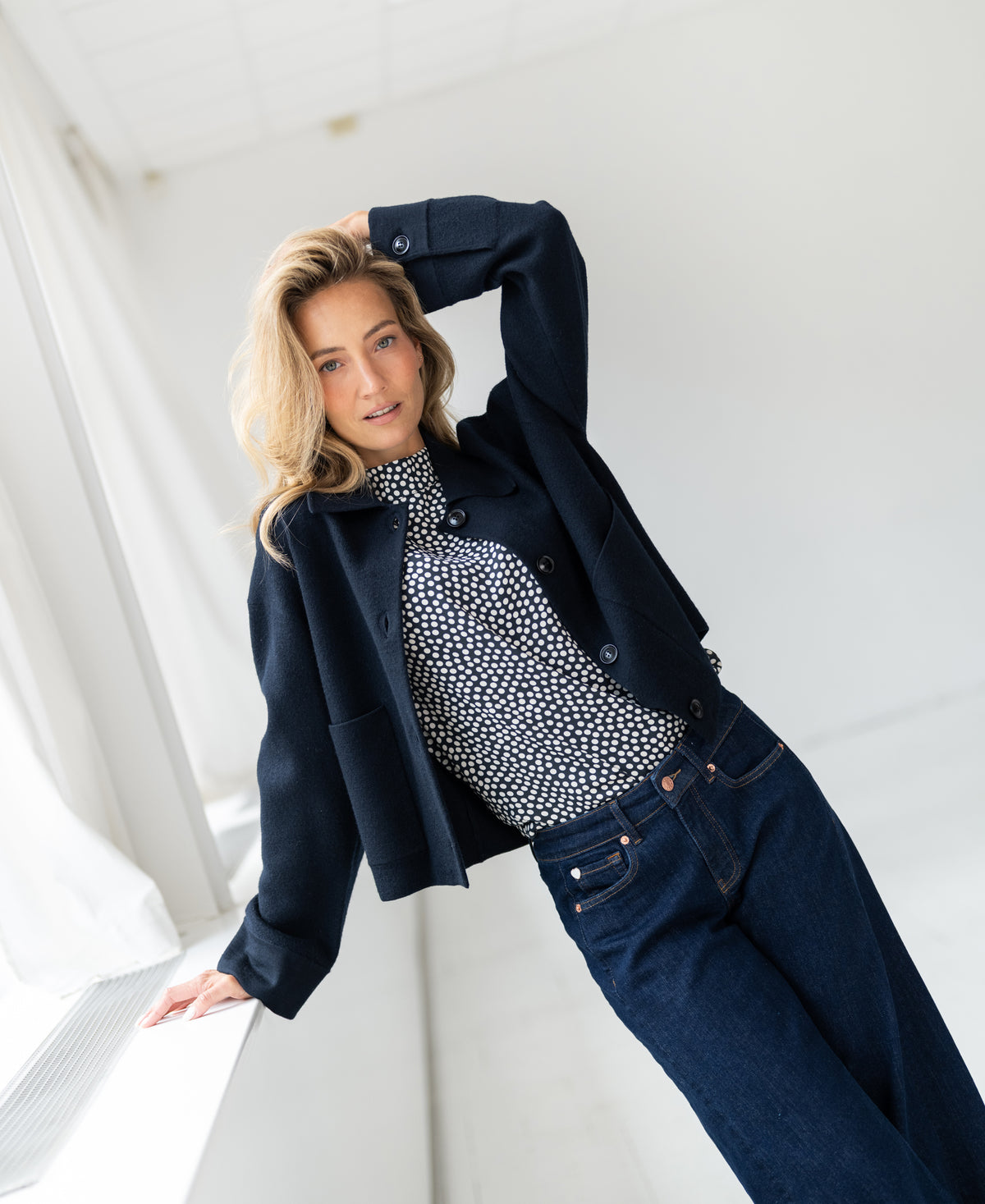 Stippentop LA GIVERNY Offblack - Ivoor
