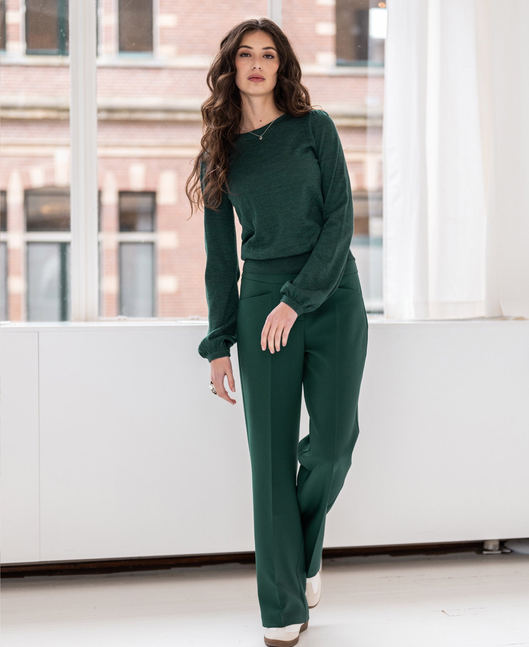 Green Merino wool sweater "The Heart" by Plein Publique.