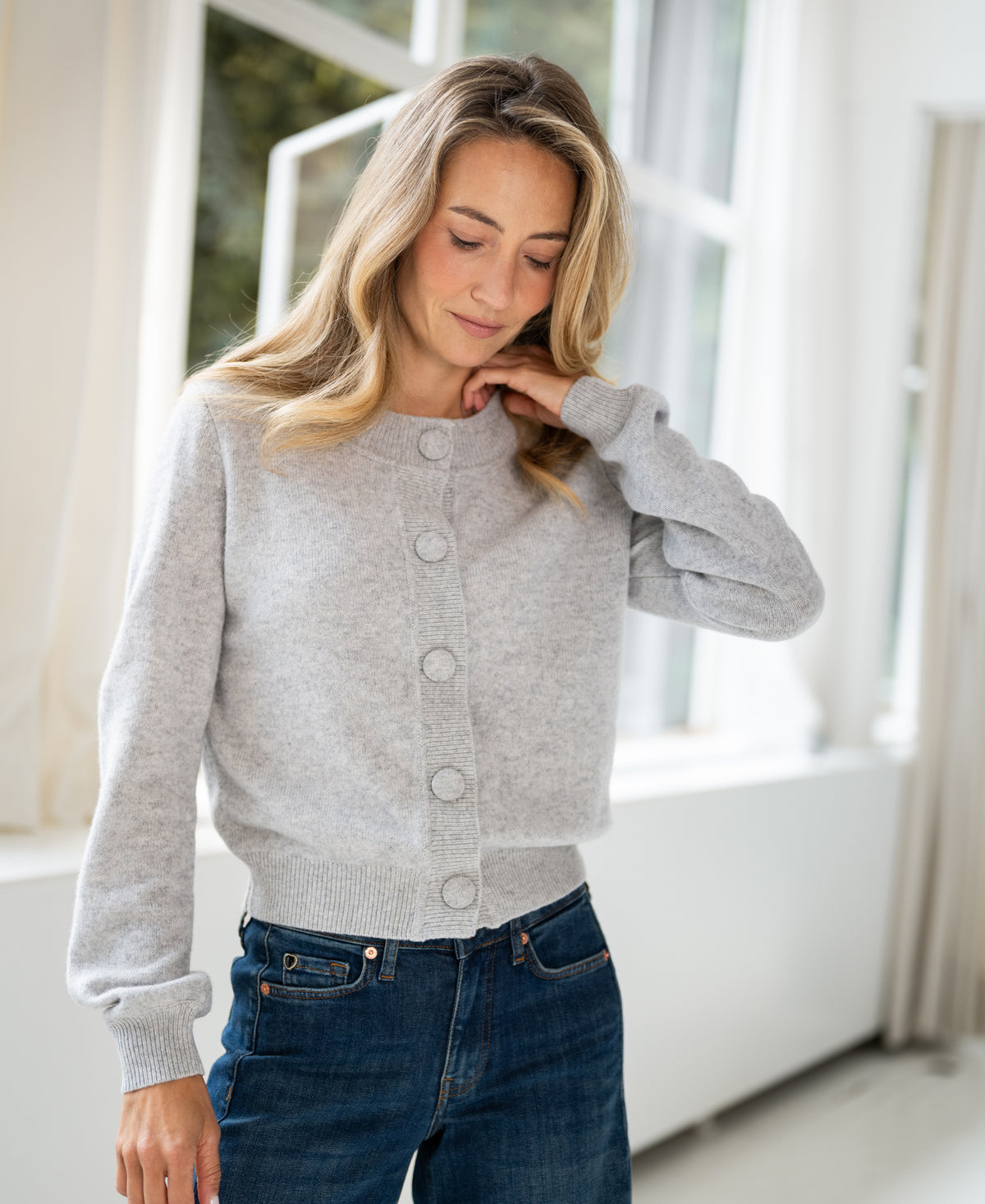 Merino-Strickjacke LA ISABELLE Silbergrau