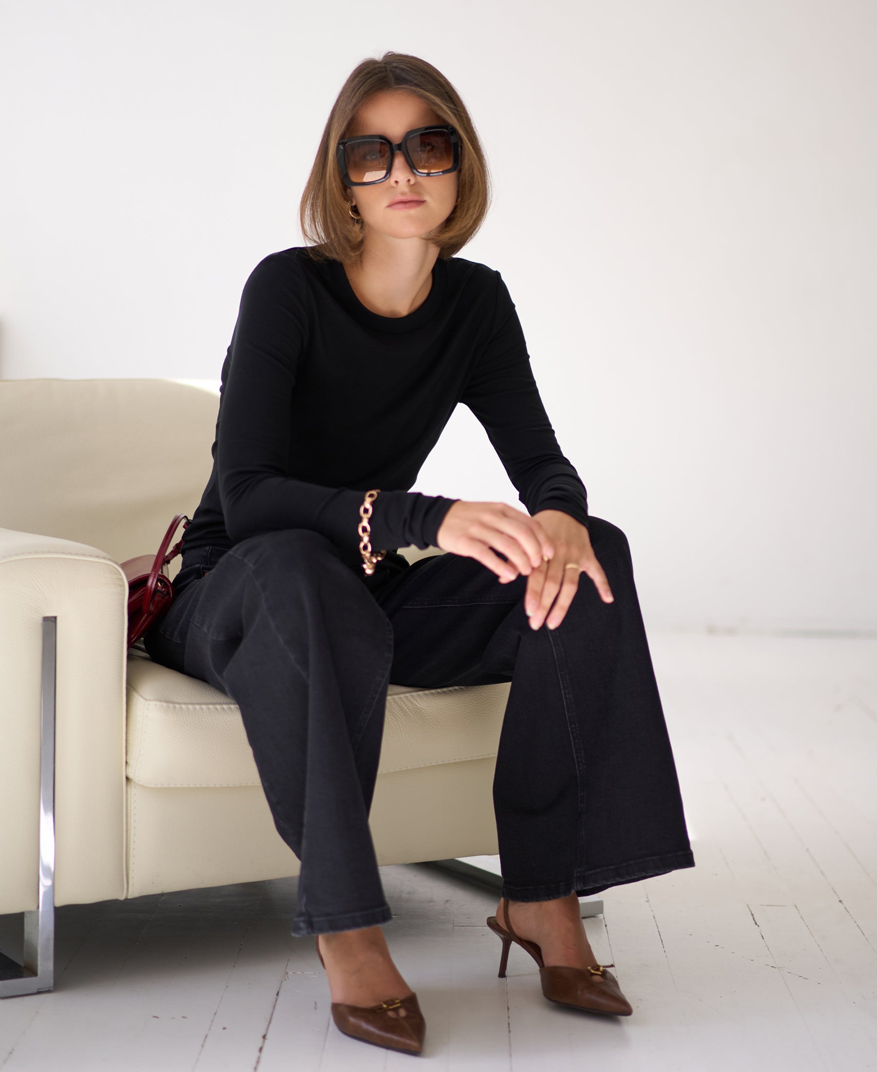 Luxus-Langarmshirt LA JANE Schwarz