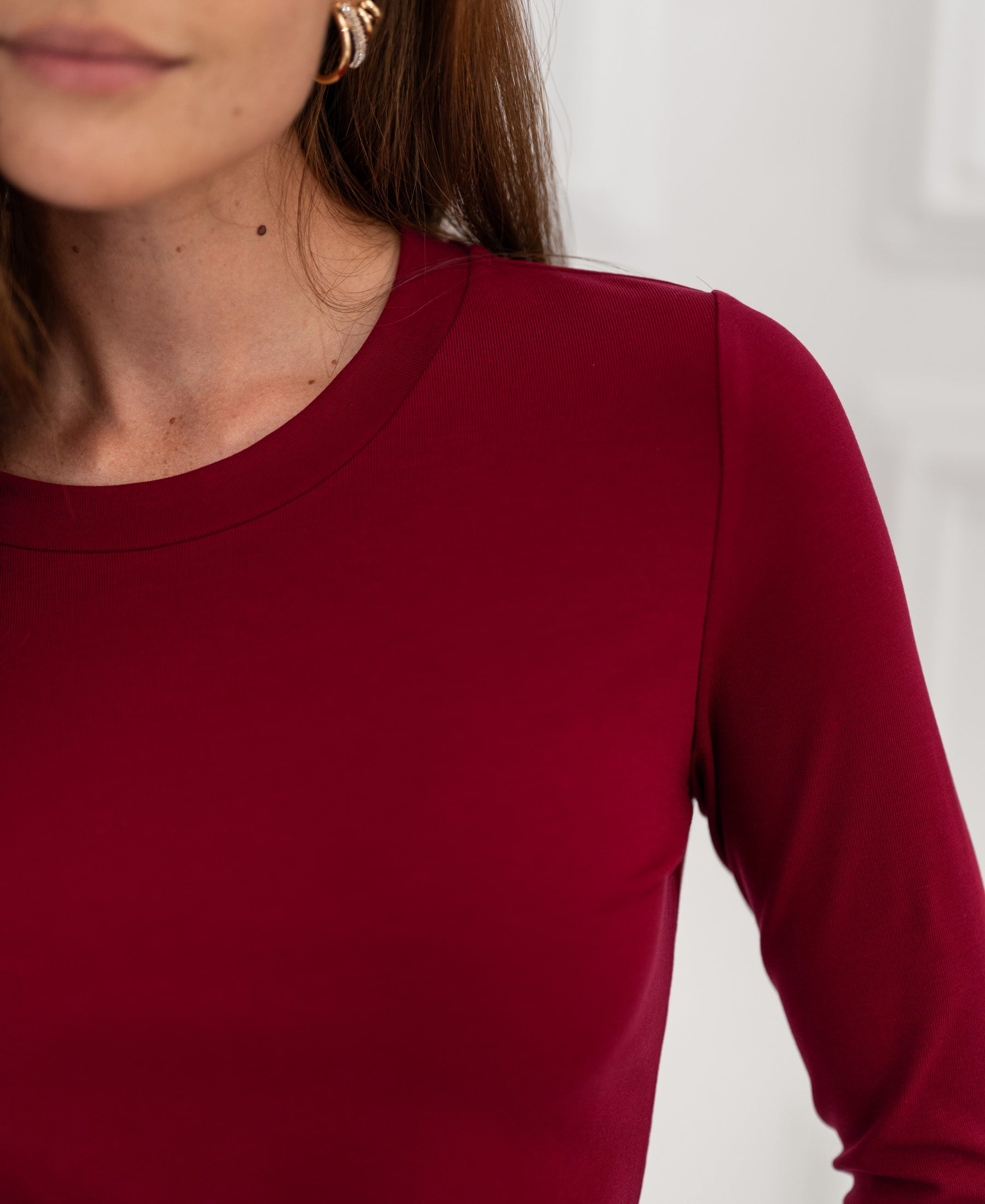Luxus-Langarmshirt LA JANE Dunkelrot