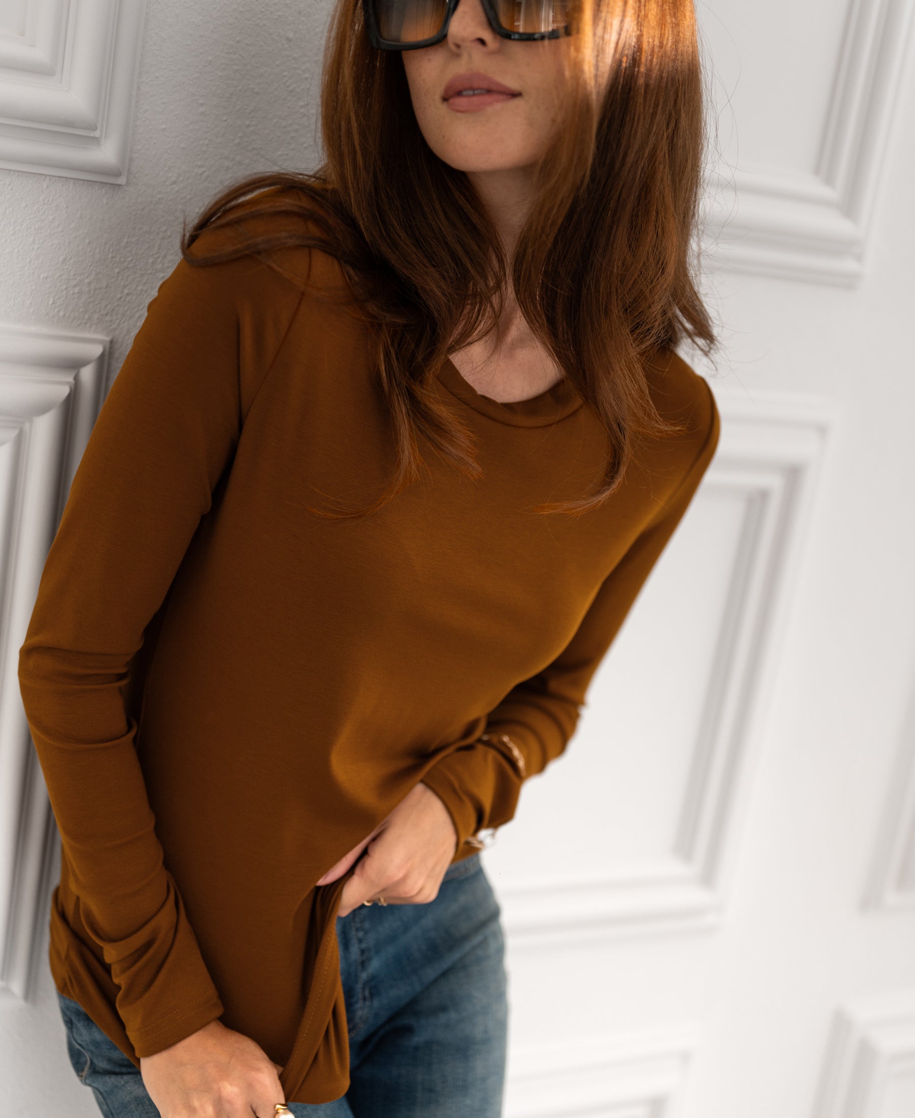 Luxe T-shirt lange mouw LA JANE Havana