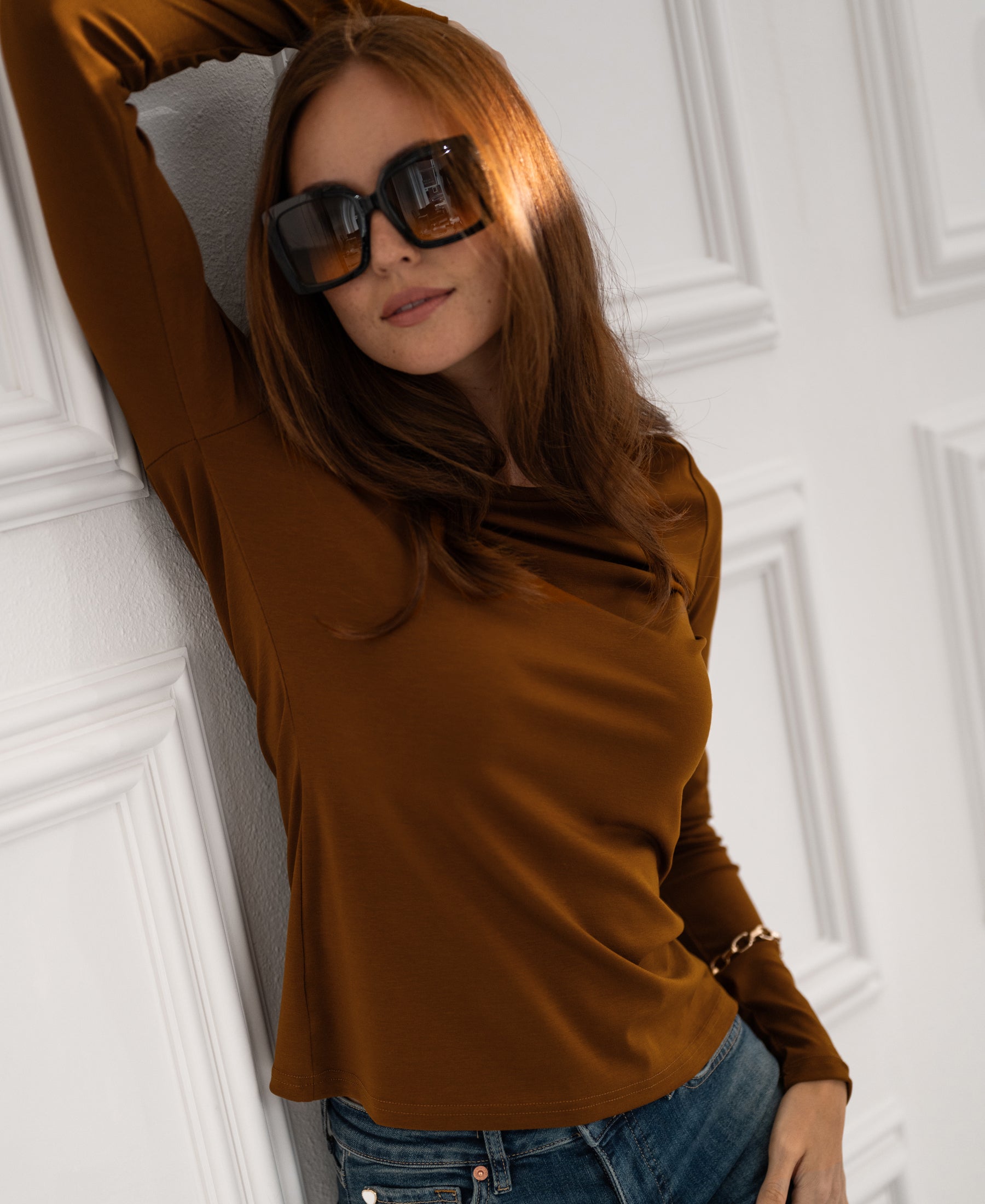 Luxe T-shirt lange mouw LA JANE Havana