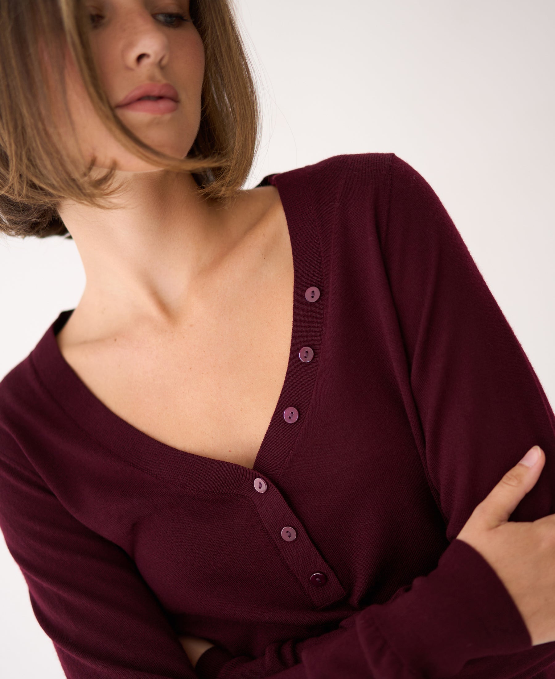 Merinotrui met knoopdetail LA MADELEINE Bordeaux