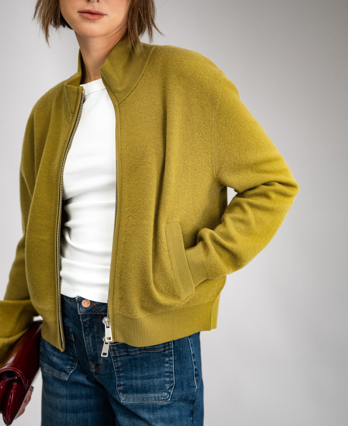 Merino bomber jacket LA MILA Olive Green