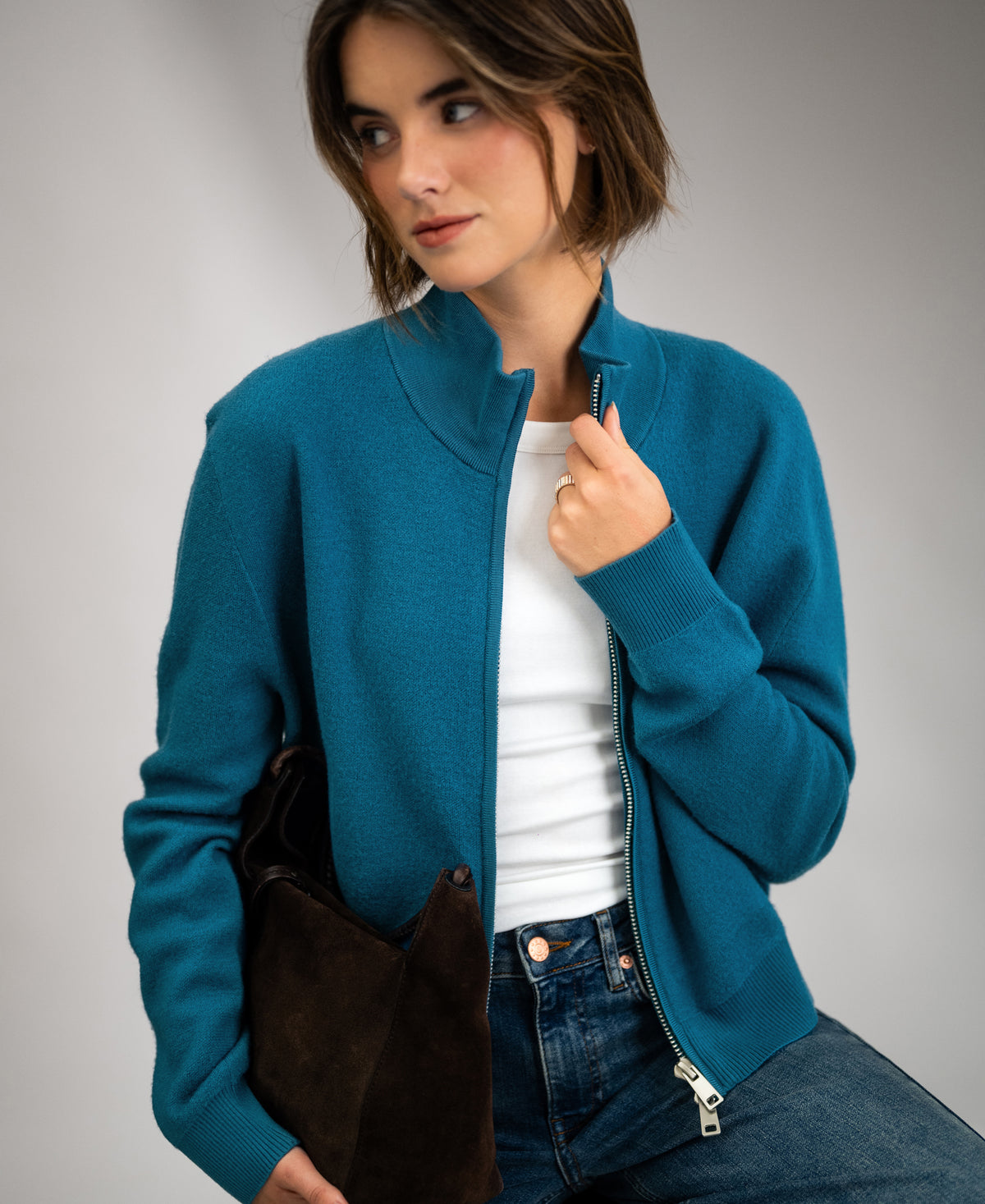 Merino-Bomberjacke LA MILA Petrol