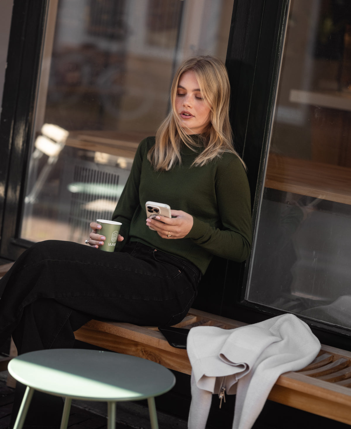 Merino-Rollkragenpullover LE NOYAU Olivgrün