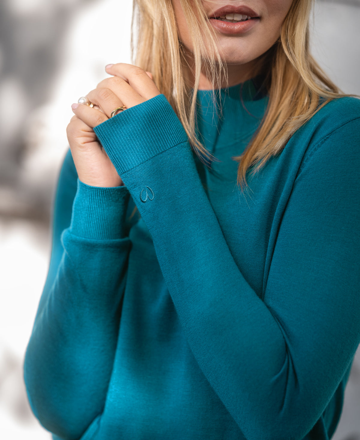 Merino-Rollkragenpullover LE NOYAU Teal