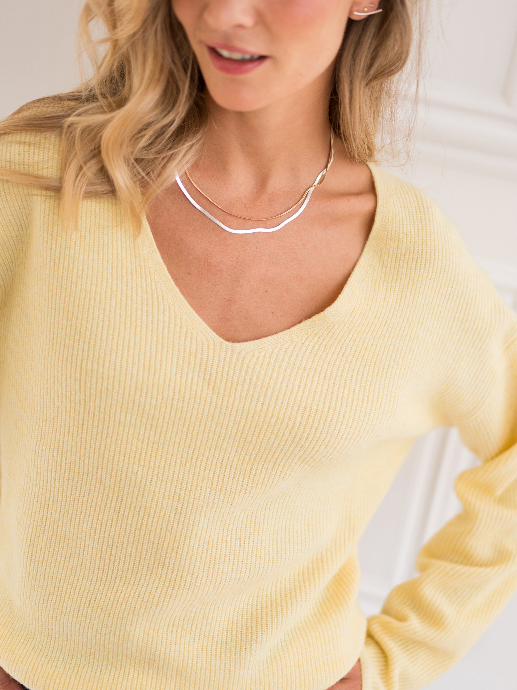 PLEIN PUBLIQUE Merino wool LE PAPILLON Mimosa sweater.