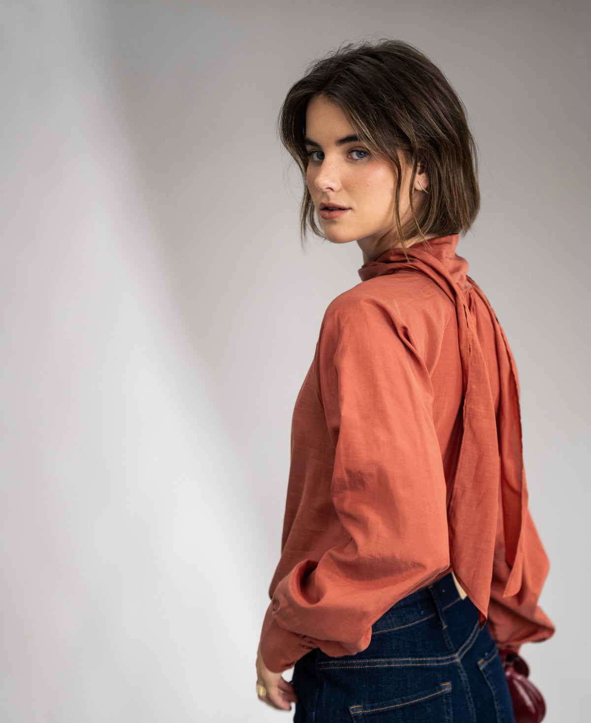 Voile blouse with bow LA SATINEE Terra