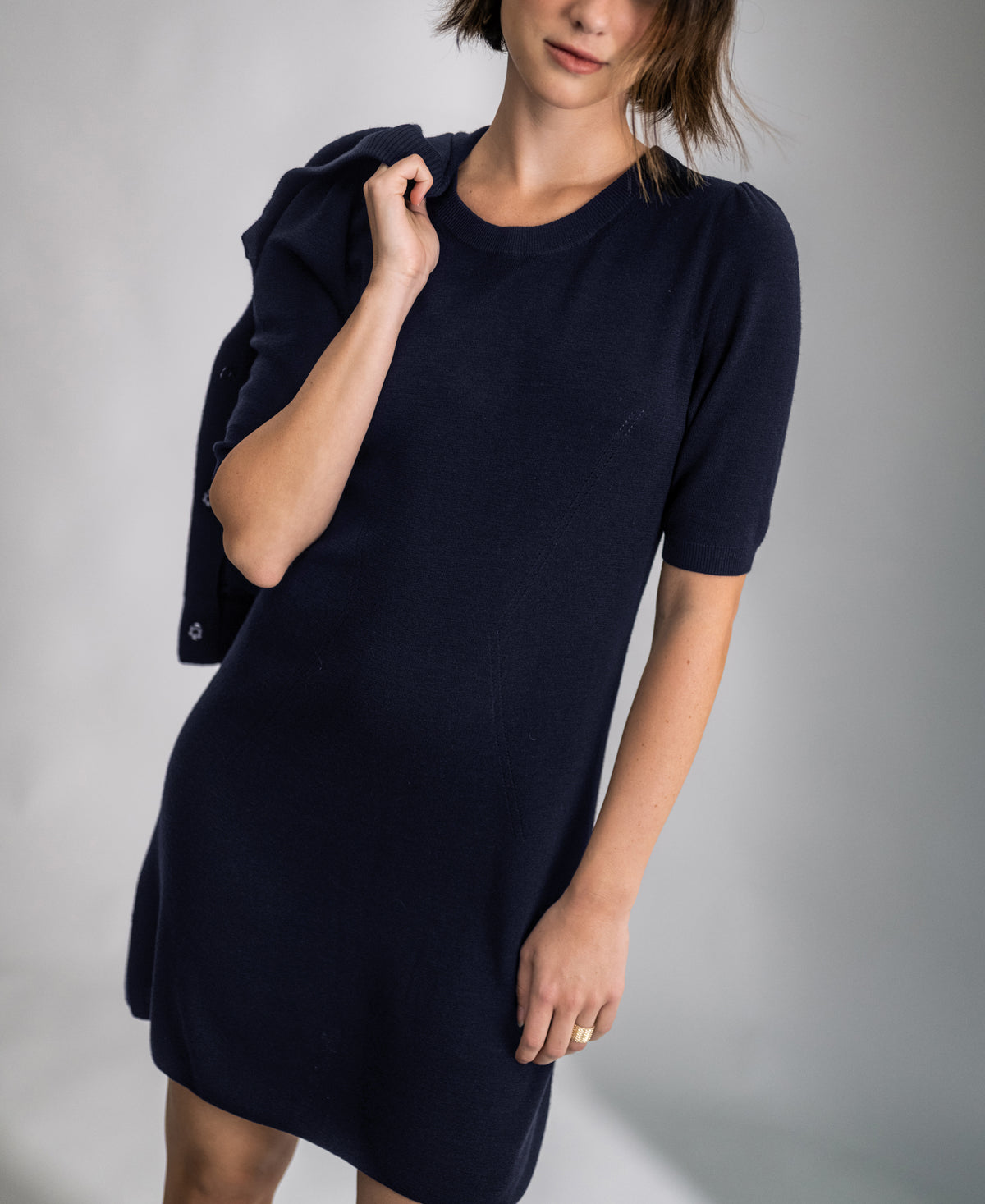 Kleid aus Merinowolle LA TWIGGY Dunkelblau