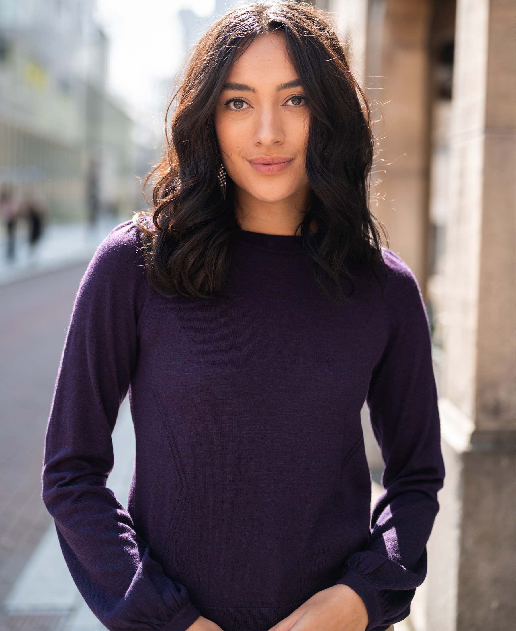 Dark violet PLEIN PUBLIQUE LA COEUR sweater shown from the front.