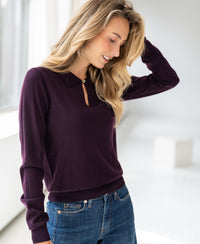 Merino Sweater with Polo Collar LA ADÈLE Plum