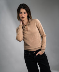 Merino Sweater with Polo Collar LA ADÈLE Soft Camel