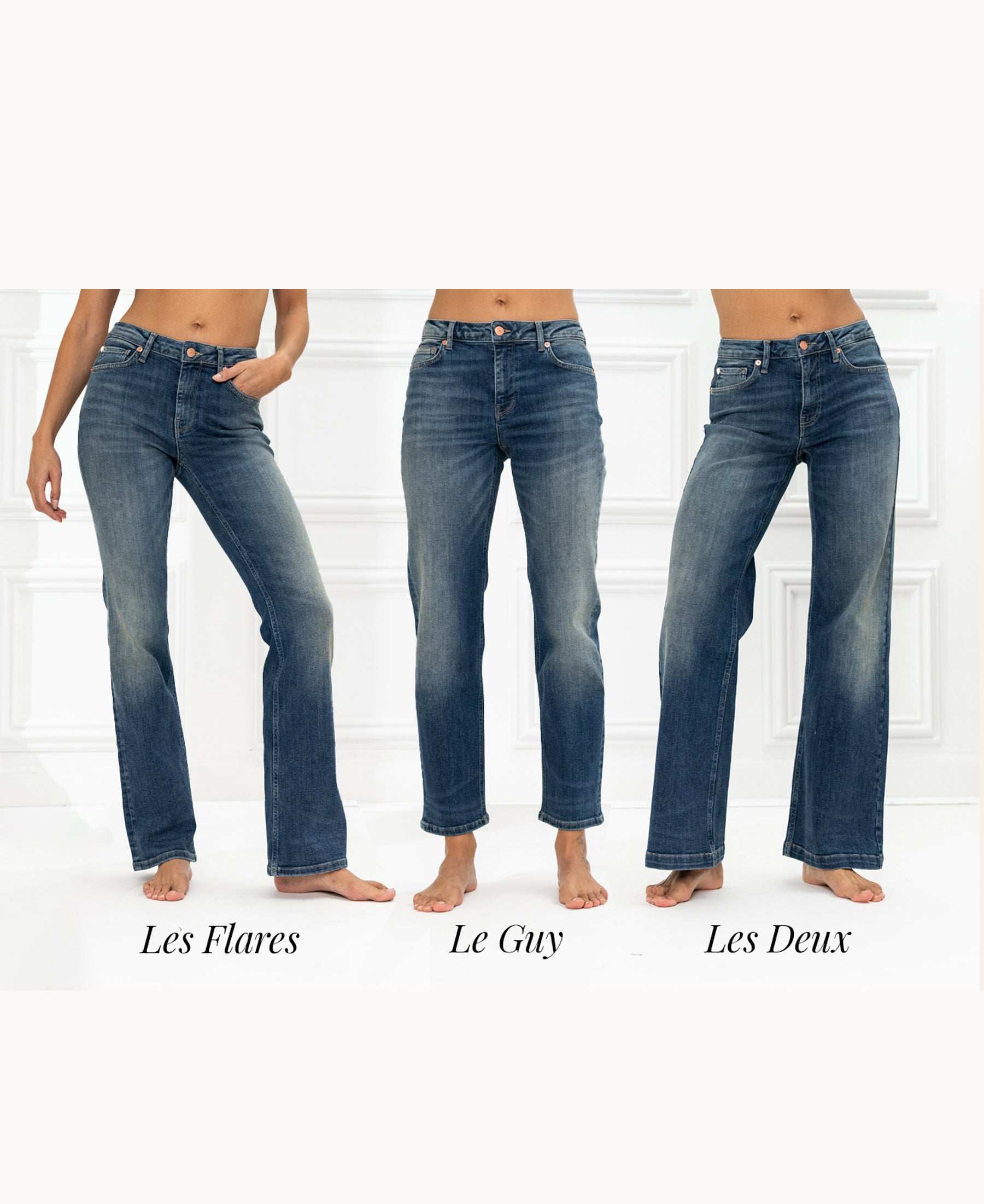 Blue vintage wide-leg summer jeans by Plein Publique.