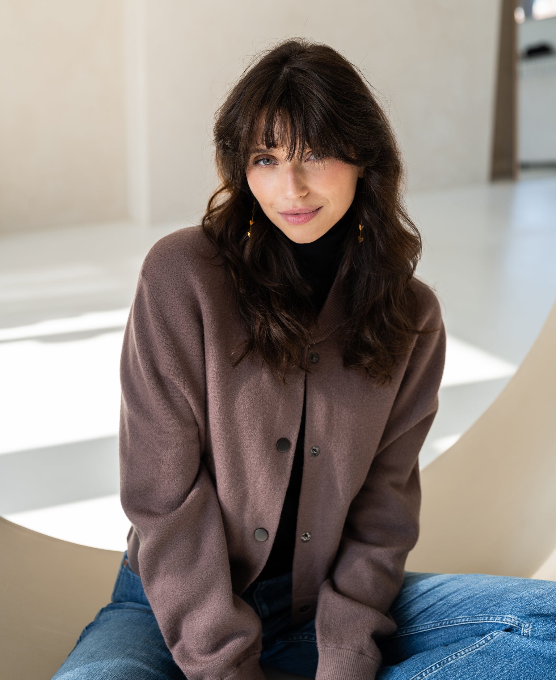 The PLEIN PUBLIQUE LA BOMBA bomber jacket in Innuendo color, shown indoors.