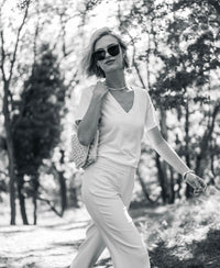 White V-neck LA VIDA T-shirt by PLEIN PUBLIQUE.