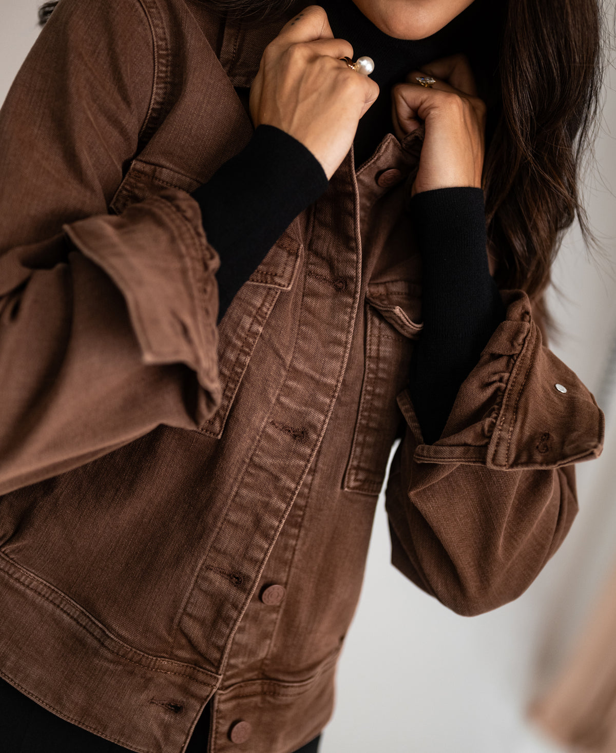 Stretch jeansjack LA CALLAS Cacao