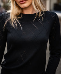 Argyle-Merinopullover LA CAPUCINE Schwarz
