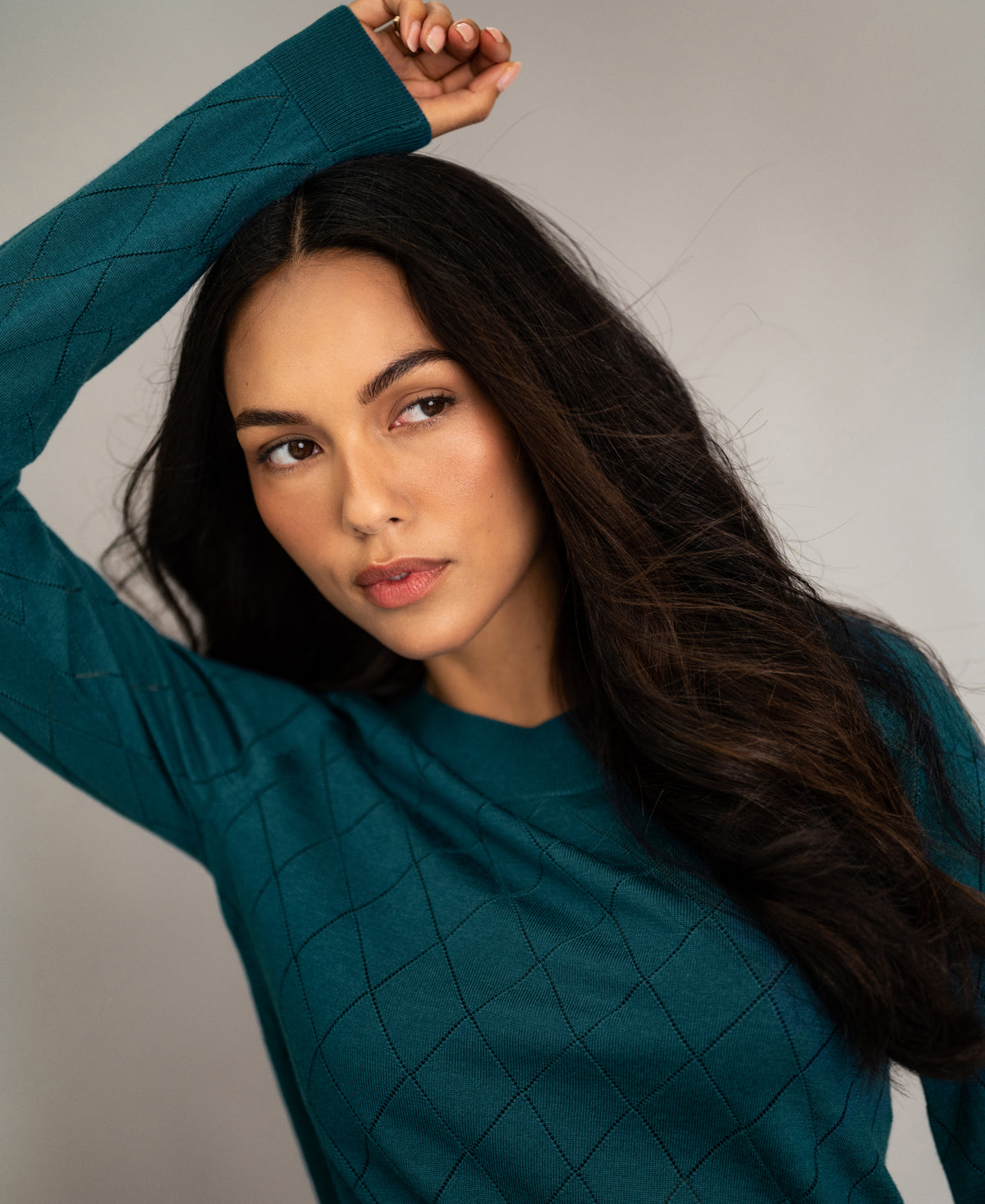 Argyle Merino Sweater LA CAPUCINE Dark Teal