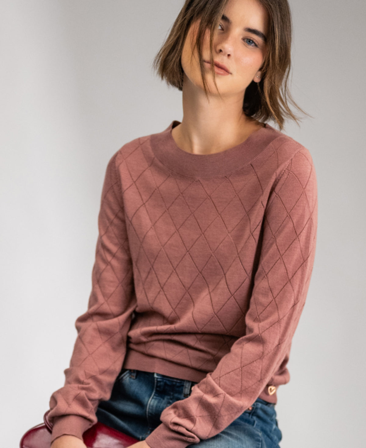 Argyle merinotrui LA CAPUCINE Dusty Pink
