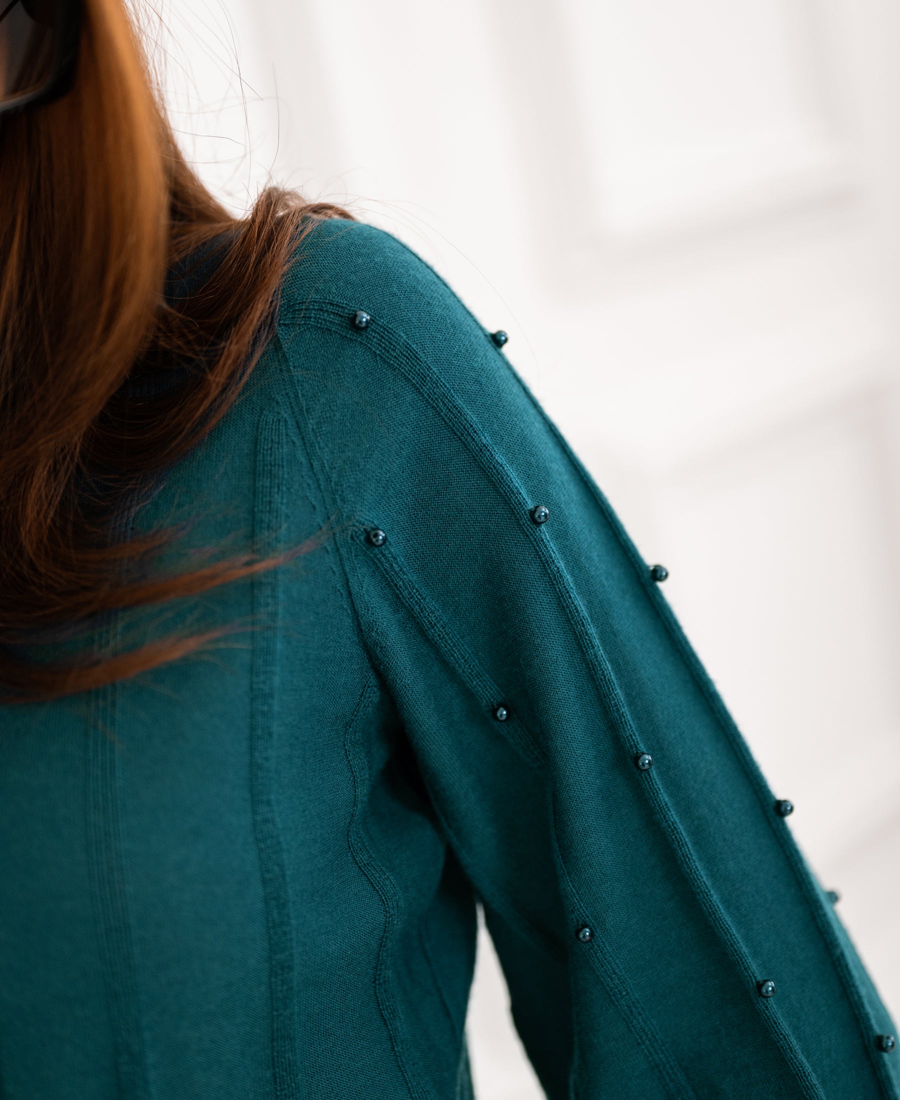 Rollkragenpullover mit Perlen LA CENTAINE Dunkelgrün