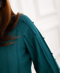 Rollkragenpullover mit Perlen LA CENTAINE Dunkelgrün