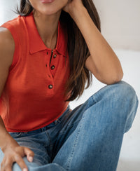Sleeveless polo sweater LE CLUB Coral by PLEIN PUBLIQUE.