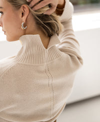 Medium weight beige turtleneck sweater LA COZY by PLEIN PUBLIQUE.