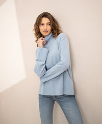 Pale blue PLEIN PUBLIQUE LA COZY turtleneck sweater.
