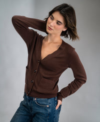 Merino-Strickjacke LA DONNA Kakao