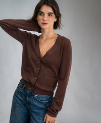 Merino-Strickjacke LA DONNA Kakao