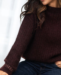 PLEIN PUBLIQUE mohair sweater LA DOUCE in red-brown, semi-oversized fit.