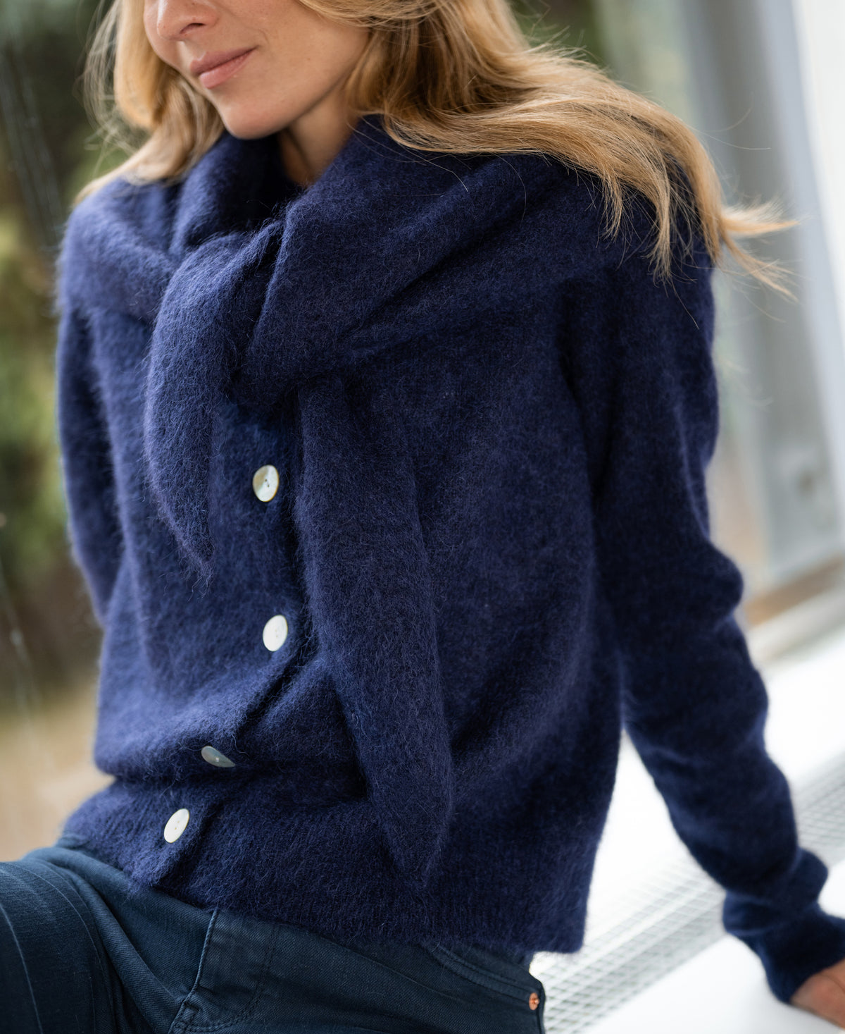 Soft Mohair Scarf LA LILOU Navy