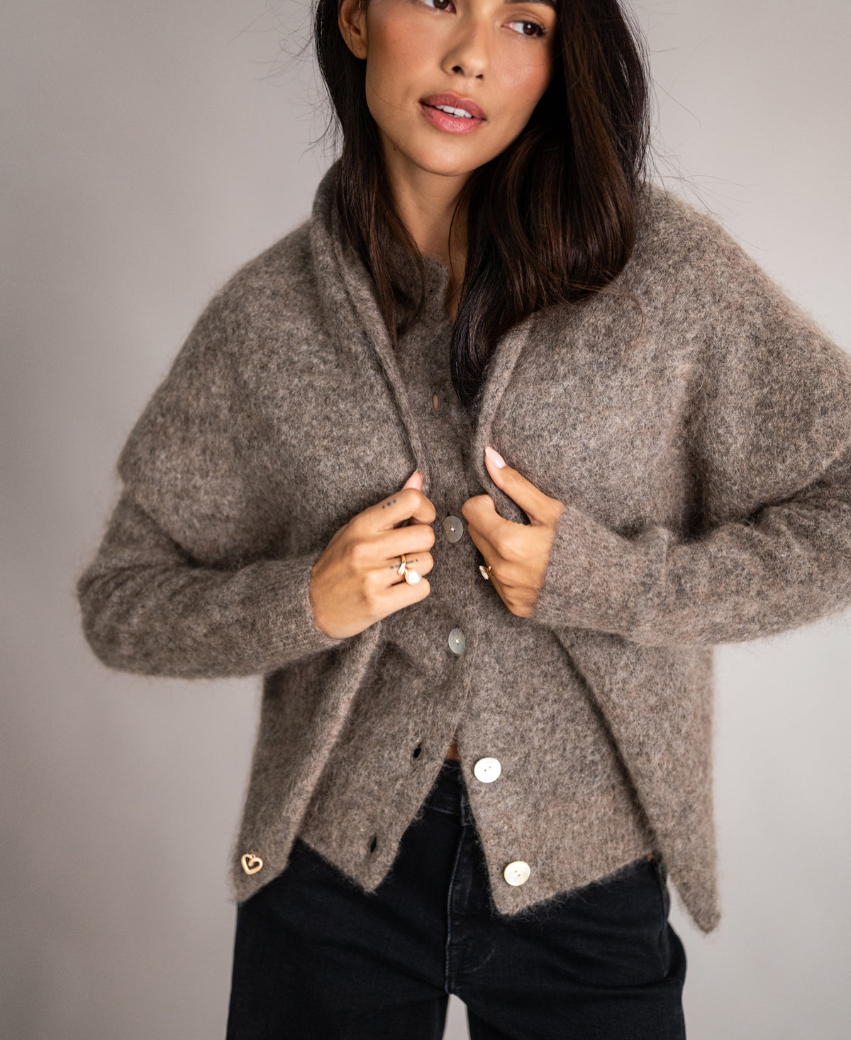 Soft Mohair Scarf LA LILOU Brown Melange