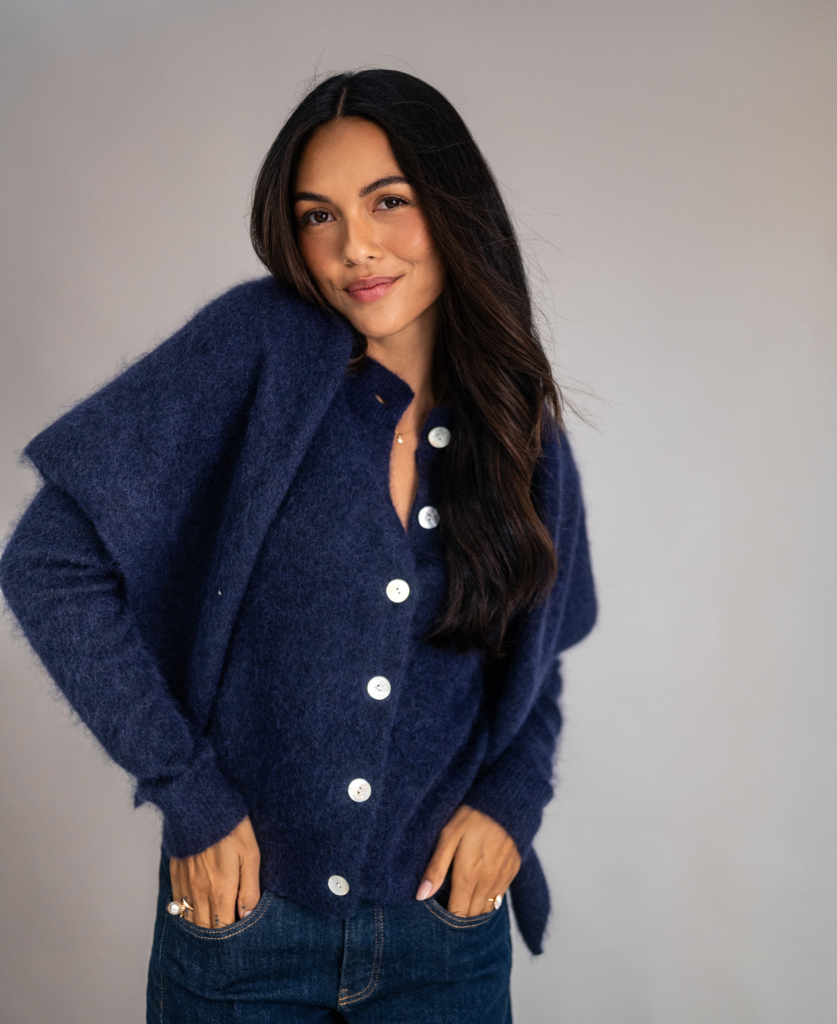 Soft Mohair Scarf LA LILOU Navy