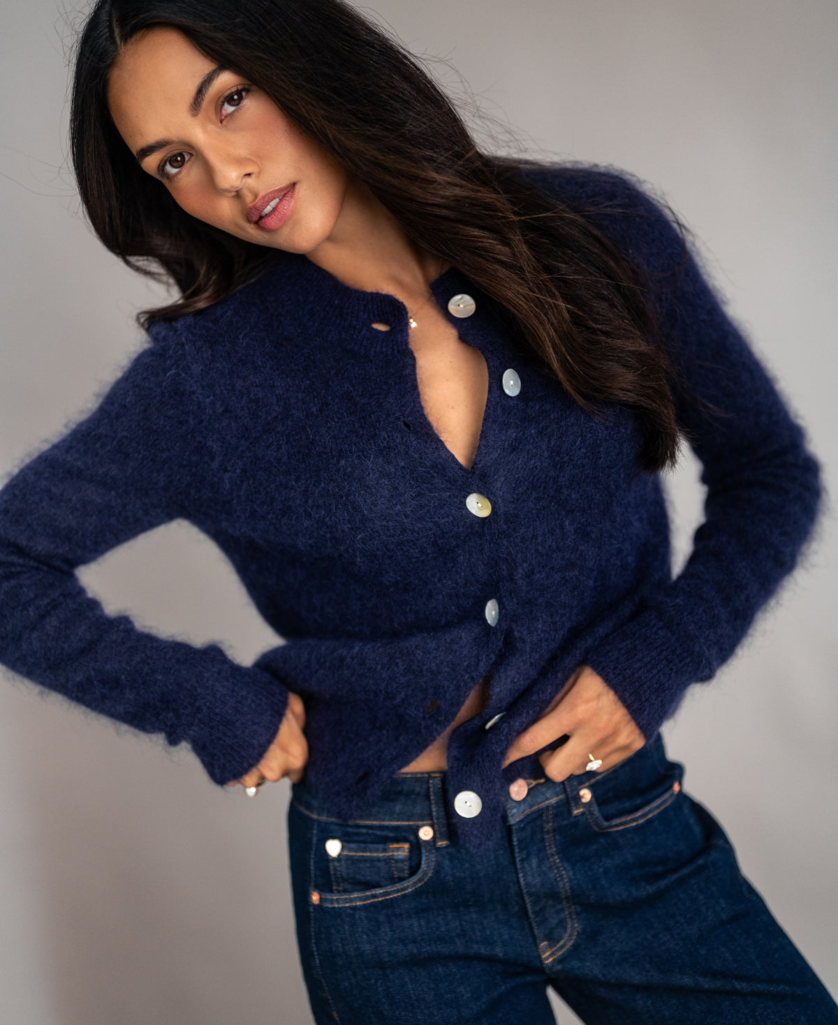 Mohair vest LA ELOIS Navy