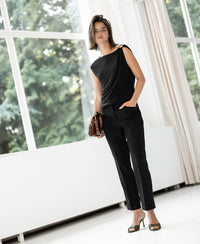 Black 7/8 length LE FAUBOURG trousers by PLEIN PUBLIQUE.