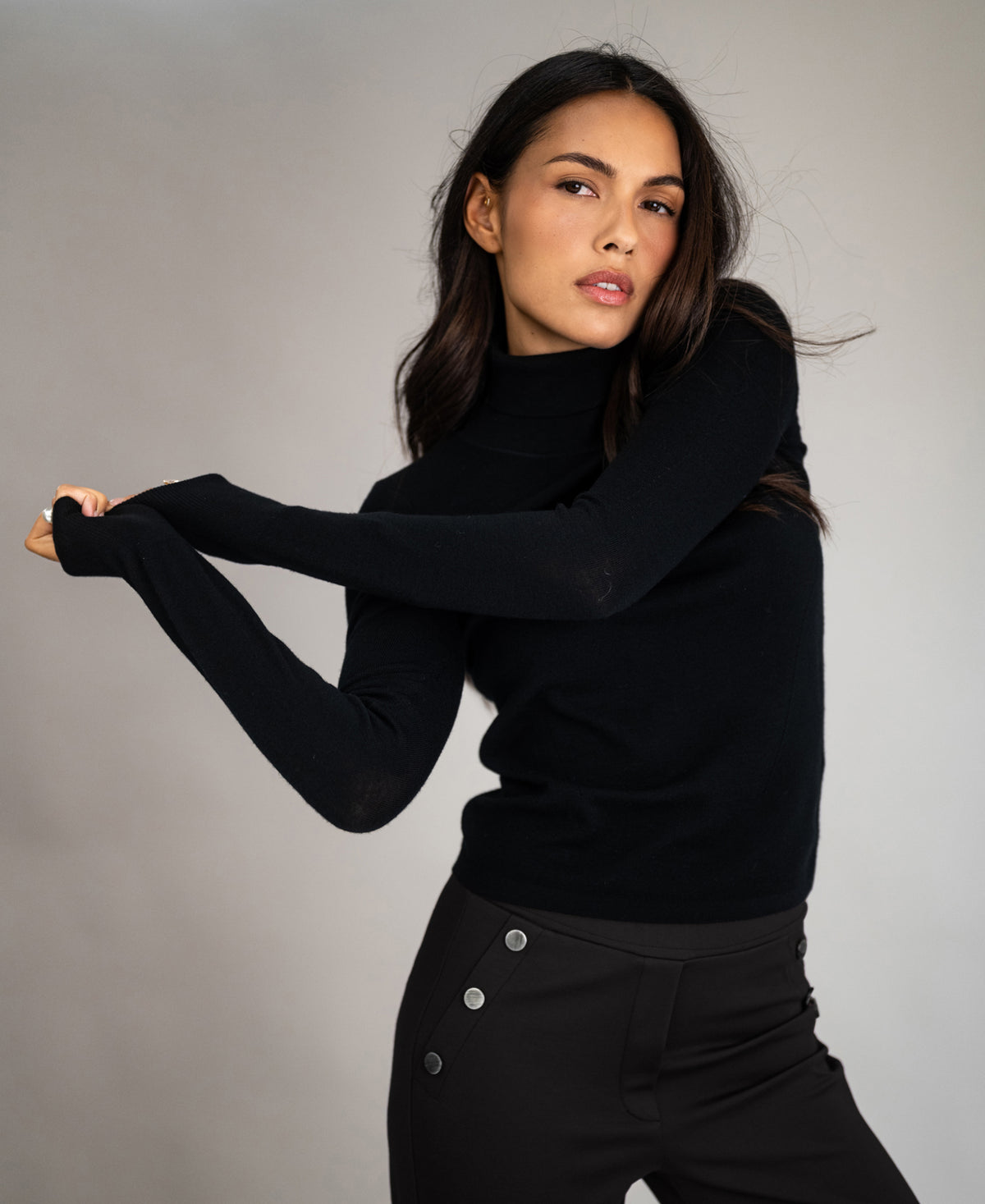 Rollkragenpullover aus Merinowolle LA FORTE Schwarz