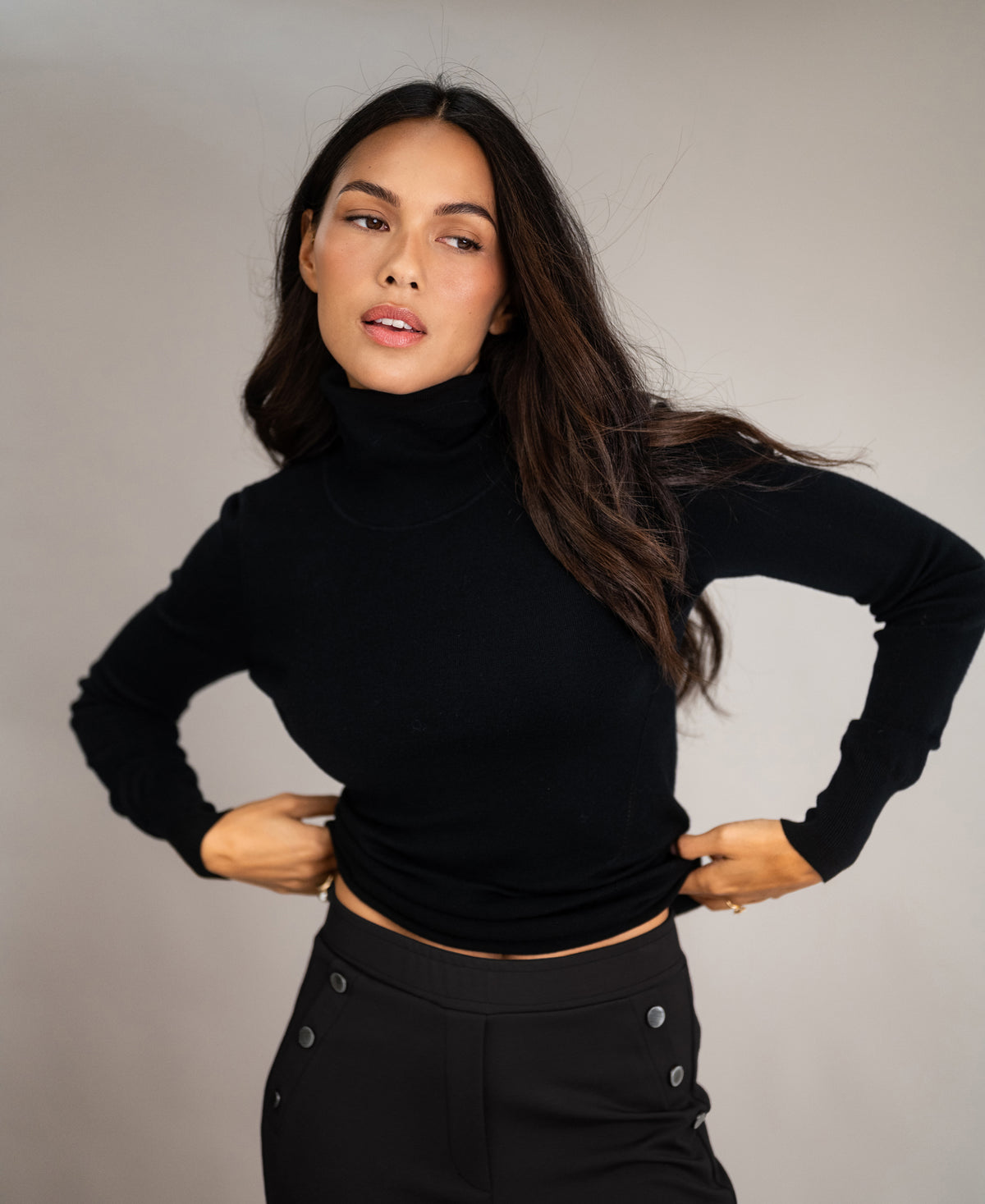 Rollkragenpullover aus Merinowolle LA FORTE Schwarz