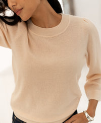 Beige PLEIN PUBLIQUE Merino wool sweater, LE FREJUS Butter.