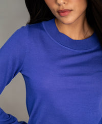 Merino trui LA GIGI Blue Iris